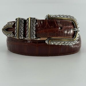 Vintage Brighton Croc Embossed Leather Belt M